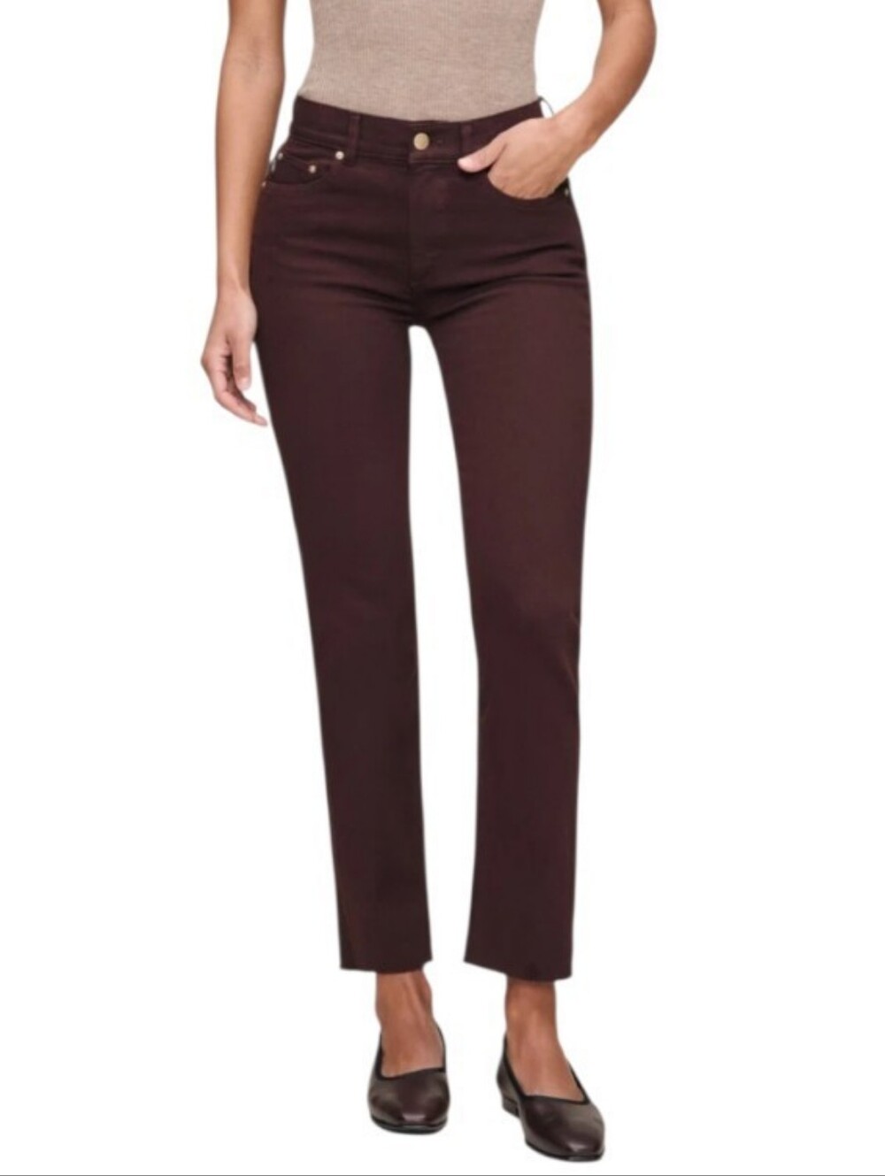 DL 1961 Mara Straight Mid Rise Aubergine Maroon Ankle Jeans 31